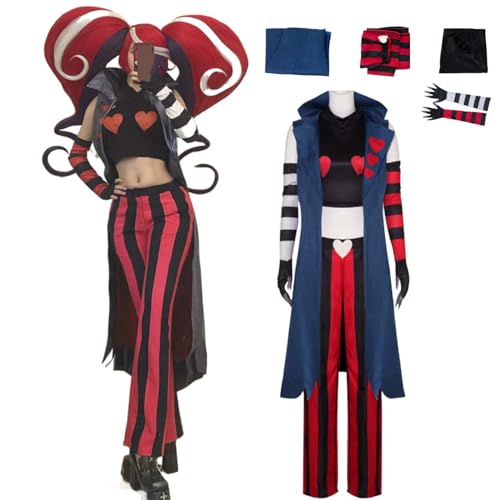 Wigbiu Anime Hazbin Hotel V’elvet Cosplay Kostüm für Kinder Erwachsene Frauen Outfit mit Unterwäsche Accessoires Komplettset Halloween Weihnachten Karneval Rollenspiel Uniform (M) von Wigbiu
