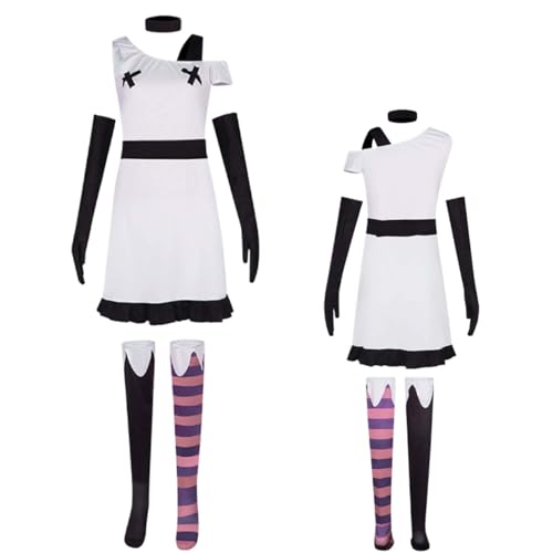 Wigbiu Anime Hazbin Hotel Vaggie Cosplay Kostüm für Kinder Erwachsene Outfit mit Perücke Augenklappe Accessoires Komplettset Halloween Weihnachten Karneval Rollenspiel Uniform (M) von Wigbiu