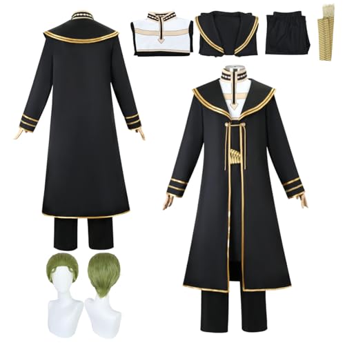 Wigbiu Anime Heiter Cosplay Kostüm mit Perücke Frieren at the Funeral Cosplay Kostüm Robe Himmel Fern Stark Ubel Rollenspiel Kleidung Uniform Set für Damen Herren und Kinder von Wigbiu