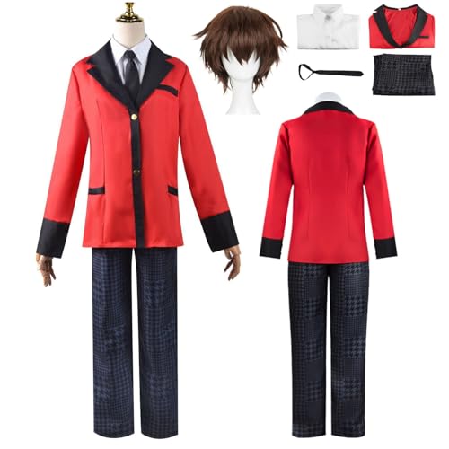 Wigbiu Anime Kakegurui Ryota Suzui Cosplay Kostüm mit Perücke Schuluniform Set für Herren Mantel Jacke Anzug Halloween Weihnachten Karneval Party Rollenspiel Geschenke Kleidung von Wigbiu