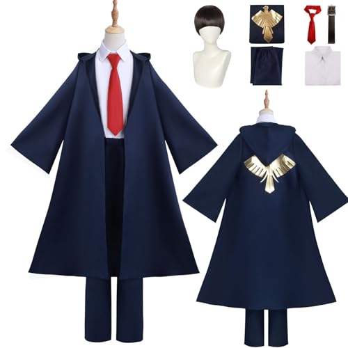 Wigbiu Anime Mashle Magie und Muskeln Mash Burnedead Cosplay Kostüm Outfit mit Perücke Robe Uniform Set für Männer und Jungen Kostümanzug Kleidung Halloween Weihnachten Karneval Party Rollenspiel von Wigbiu