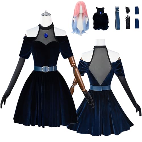 Wigbiu Anime Mizi Cosplay Kostüm mit Perücke Alien Bühnenfigur Verkleidung für Frauen und Mädchen Rollenspiel Kleidung Uniform Set Halloween Weihnachten Karneval von Wigbiu