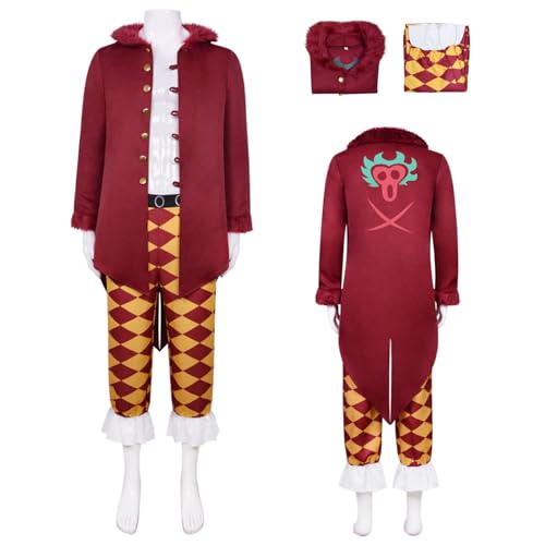 Wigbiu Anime One Piece Bartolomeo Cosplay Kostüm Umhang Jacke Outfit Komplettset für Kinder Herren Mantel Uniform Anzug Halloween Weihnachten Karneval Party Rollenspiel Geschenke Kleidung von Wigbiu