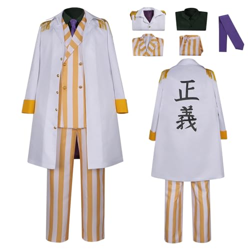 Wigbiu Anime One Piece Borsalino Cosplay Kostüm für Erwachsene Mantel Uniform Komplettset für Halloween Weihnachten Karneval Party Rollenspiele Geschenke Kleidung von Wigbiu