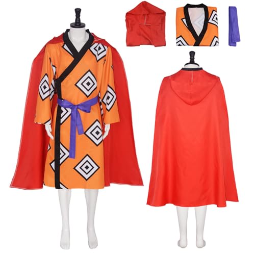 Wigbiu Anime One Piece Jinbe Cosplay Kostüm Outfit Robe Kimono Anzug für Kinder Herren Mantel Uniform Komplettset Halloween Weihnachten Karneval Party Rollenspiel Geschenke Kleidung von Wigbiu