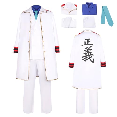 Wigbiu Anime One Piece Monkey D Garp Cosplay Kostüm für Erwachsene Mantel Uniform Anzug für Halloween Weihnachten Karneval Party Rollenspiele Geschenke Kleidung Komplettset von Wigbiu