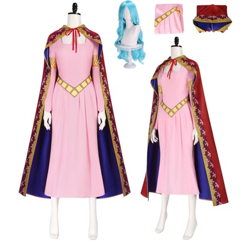 Wigbiu Anime One Piece Vivi Cosplay Kostüm mit Perücke Umhang langem Rock Uniform für Frauen und Mädchen Prinzessinnen Kleidung komplettes Set Halloween Weihnachten Karneval Party Rollenspiel von Wigbiu