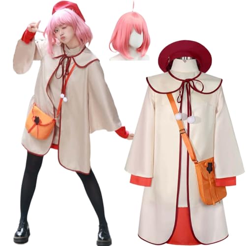 Wigbiu Anime SPY×FAMILY A’nya F’orger Cosplay Kostüm für Kinder Erwachsene Frauen Outfit mit Perücke Hut, Accessoires Ganzkörperanzug Halloween Weihnachten Karneval Rollenspiel Schuluniform (L) von Wigbiu