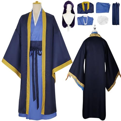 Wigbiu Anime The Apothecary Diaries Jinshi Cosplay Kostüm mit Perücke Hanfu Robe Uniform Komplettset für Herren Anzug Kleidung für Halloween Weihnachten Karneval Party Rollenspiele Geschenke von Wigbiu