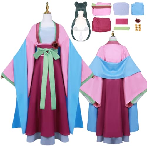 Wigbiu Anime The Apothecary Diaries Maomao Cosplay Kostüm mit Perücke Hanfu Mantel langer Rock komplettes Set für Damen Uniform Kleidung Anzug Halloween Weihnachten Karneval Party Rollenspiel von Wigbiu