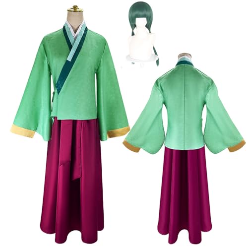 Wigbiu Anime The Apothecary Diaries Maomao Cosplay Kostüm mit Perücke Hanfu Robe langer Rock Komplettset für Damen Kleidung Uniform für Halloween Weihnachten Karneval Party Rollenspiele Geschenke von Wigbiu