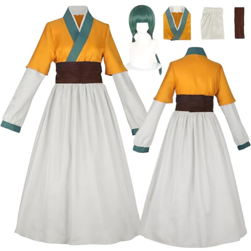 Wigbiu Anime The Apothecary Diaries Maomao Cosplay Kostüm mit Perücke Hanfu Rock Set für Damen langes Kleid Kleidung Anzug Halloween Weihnachten Karneval Party Rollenspiel Geschenke Uniform von Wigbiu