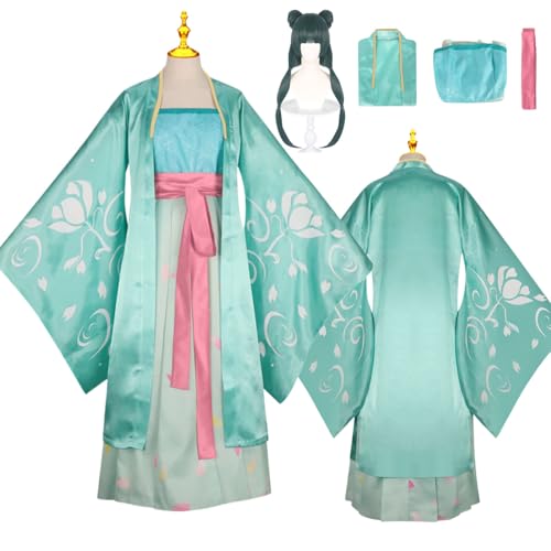 Wigbiu Anime The Apothecary Diaries Maomao Cosplay Kostüm mit Perücke Umhang langem Rock Set für Damen Verkleidung Anzug Halloween Weihnachten Karneval Party Rollenspiel Geschenke Uniform von Wigbiu