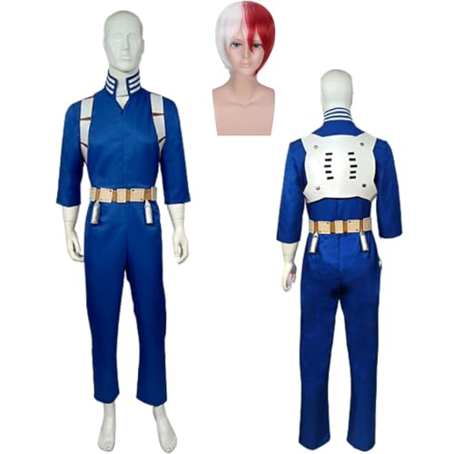 Wigbiu Anime mha Cosplay Uniform Shoto Todoroki Cosplay Kostüm mit Perücke My Hero Academia Outfits Kleidung Accessoires Anzug Set für Kinder Mädchen Halloween Karneval Party von Wigbiu