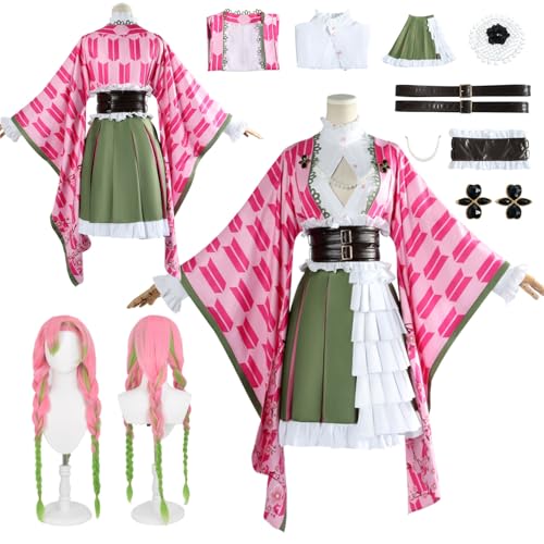 Wigbiu Kanroji Mitsuri Cosplay Kostüm Outfit mit Perücke Demon Slayer Anime Cosplay Kostüme Nezuko Tanjiro Muichiro Rollenspiel Kleidung rosa Kimono Uniform Anzug Set für Frauen Männer Kinder Wigbiu Kanroji Mitsuri Cosplay Kostüm Outfit mit Perücke Demon Slayer Anime Cosplay Kostüme Nezuko Tanjiro Muichiro Rollenspiel Kleidung rosa Kimono Uniform Anzug Set für Frauen Männer Kinder von Wigbiu