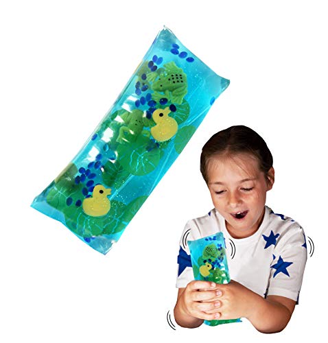 Wiggly Jiggly - Teichleben von Deluxebase. Großes super matschiges Wasserschlangenspielzeug mit Ente und Frosch Figuren. Tolles sensorisches Zappelspielzeug gegen Autismus und ADHS von Wiggly Jiggly