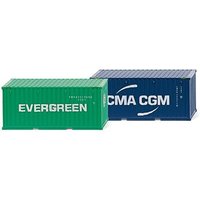 WIKING 001814 1:87 Zubehörpackung - 20' Container (NG) "Evergreen" & "CMA-CGM" von Wiking