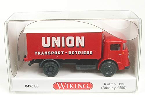 Wiking 047603 Koffer-LKW (Büssing 4500) "Union Transport - Miniaturmodell 1:87 - Kein Spielzeug!! von Wiking