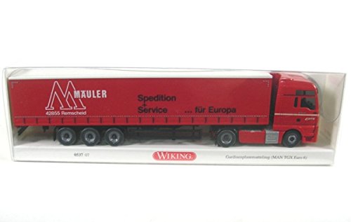 Wiking 053707 H0 Gardinenplanensattelzug rot Spedition Mäuler Spur HO 1:87 von Wiking