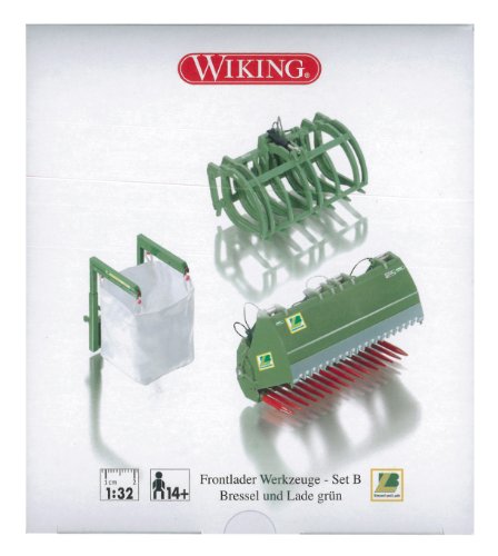 Wiking 077384 - Frontlader Werkzeuge Set B Bressel & Lade grün - 1:32 von Wiking
