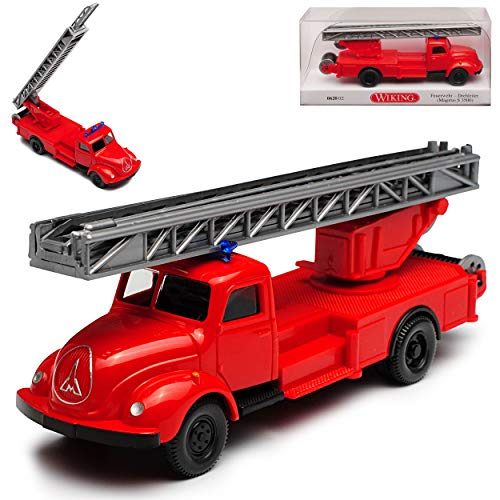 Wiking Magirus Deutz S3500 Feuerwehr Rot mit Drehleiter H0 1/87 Modell Auto von Wiking