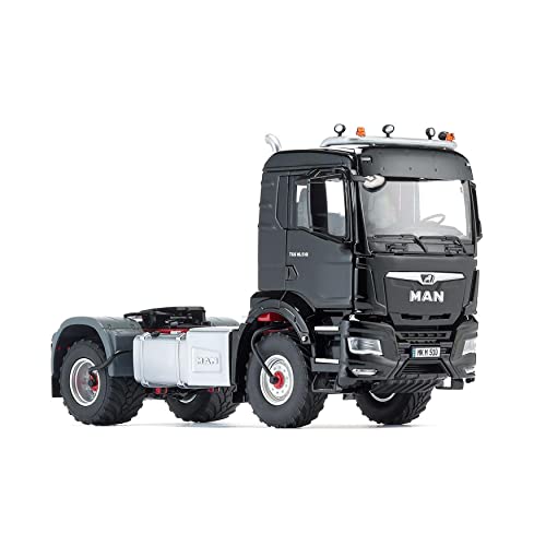 WIKING 077651 MAN TGS 18.510 4x4 BL 2-Achs Zugmaschine, Modell-Lkw, 1:32, Metall/Kunststoff, Ab 14 Jahre, Viele Funktionen, Inkl. Reifendruck-Regelanlage, Schwenkbarer Kühlergrill, Schwarz von Wiking