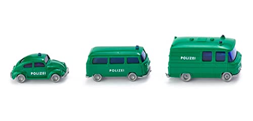 Wiking 093500 Spur N Polizei-Einsatzfahrzeuge 3er Set Käfer VW-Bus MB-Gruppentransporter 1:160 von Wiking