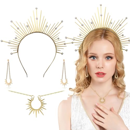 Wikrzeer Sonne Göttin Kostüm Set – Haarreif Sonne, Halskette & Ohrringe – Perfekt für Damen Karnevalskostüme, Hochzeit, Cosplay & Partys – Hochwertige Göttinnen-Accessoires Wikrzeer Sonne Göttin Kostüm Set – Haarreif Sonne, Halskette & Ohrringe – Perfekt für Damen Karnevalskostüme, Hochzeit, Cosplay & Partys – Hochwertige Göttinnen-Accessoires von Wikrzeer