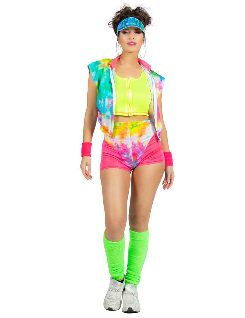 Aerobic Kostüm mit Batik Muster für Damen Neonfarbig von Wilbers Karnaval BV