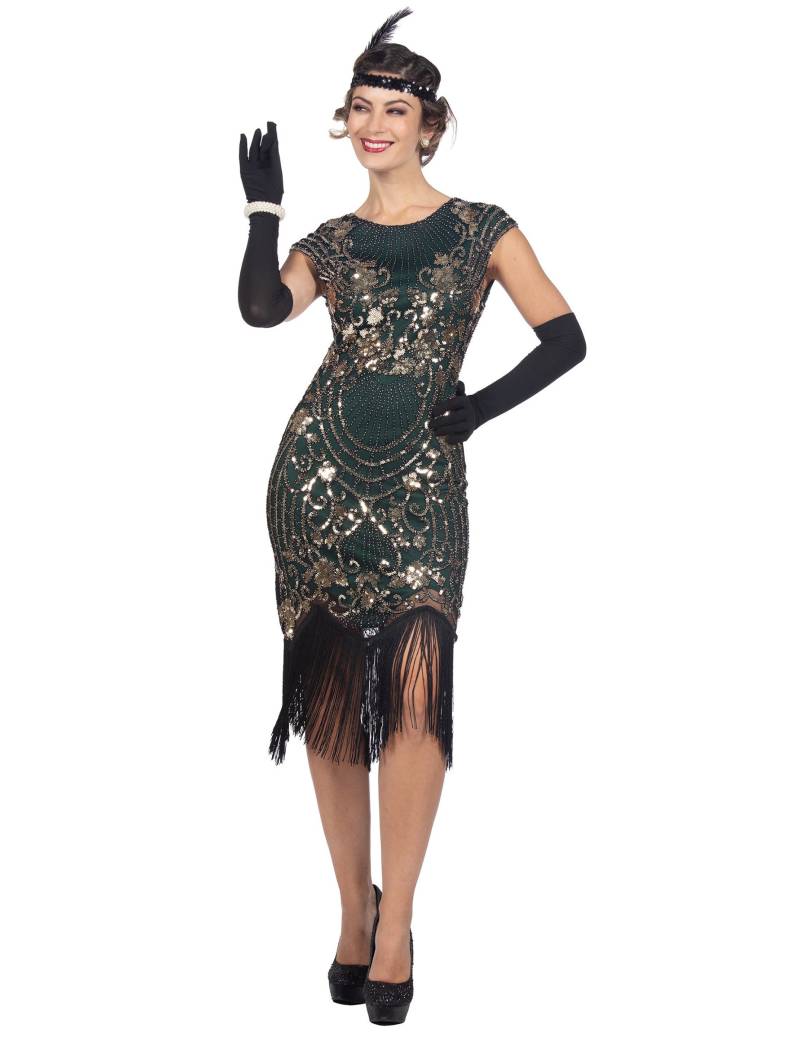 Charleston Kostüm für Damen Deluxe mit Pailletten Grün von Wilbers Karnaval BV