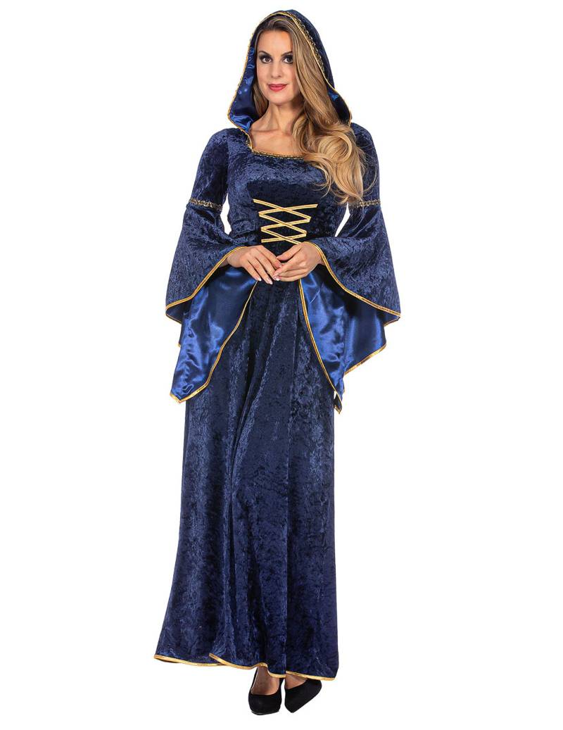 Langes Mittelalter-Kleid mit Kapuze Dunkelblau Luxus Damen Langes Mittelalter-Kleid mit Kapuze Dunkelblau Luxus Damen von Wilbers Karnaval BV