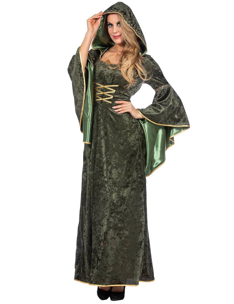 Langes mittelalterliches Luxus-Kapuzenkleid in Grün für Damen Langes mittelalterliches Luxus-Kapuzenkleid in Grün für Damen von Wilbers Karnaval BV