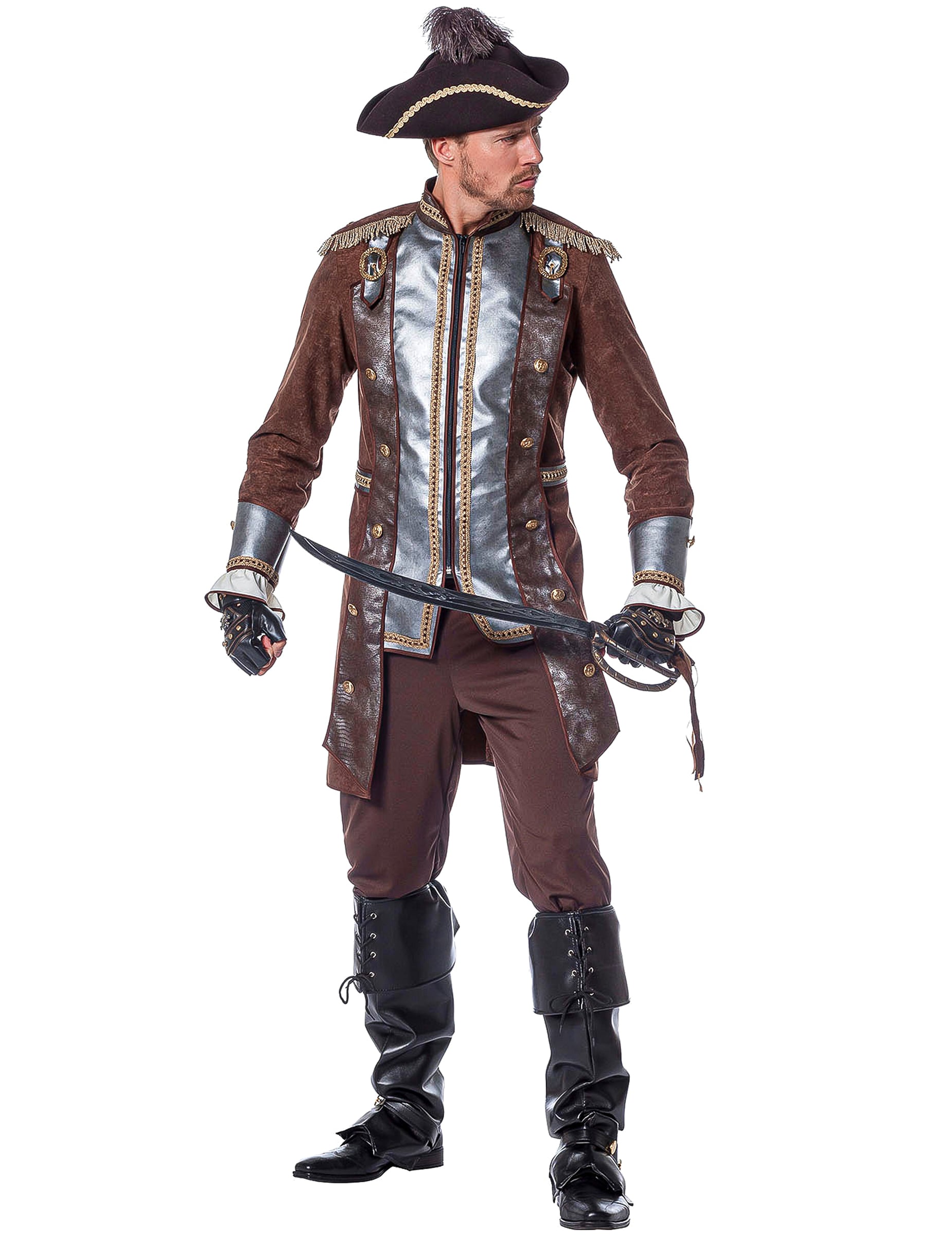 Luxus Piratenkostüm Silber Braun für Herren Luxus Piratenkostüm Silber Braun für Herren von Wilbers Karnaval BV