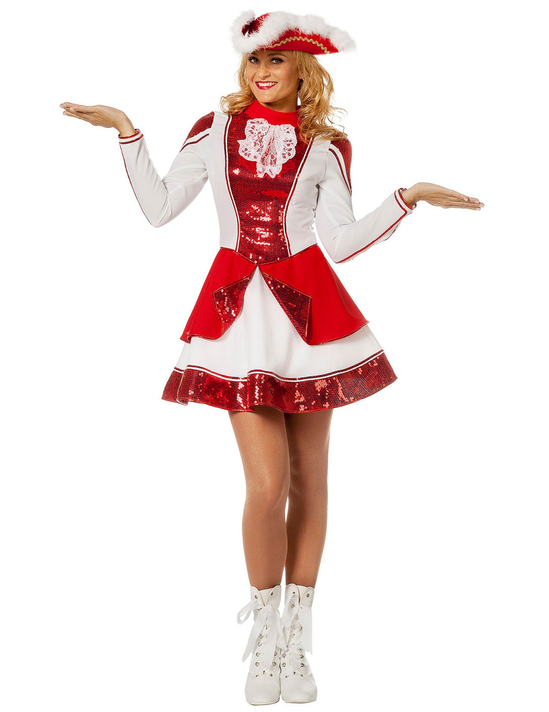 Majoretten Kostüm Damen Rot Weiß Elegantes Karnevalkostüm von Wilbers Karnaval BV