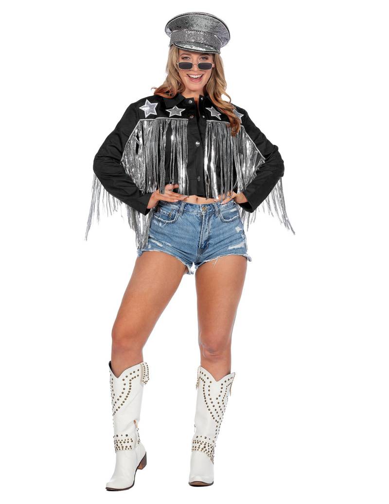 Schwarze Festival-Jacke mit Fransen für Damen Schwarze Festival-Jacke mit Fransen für Damen von Wilbers Karnaval BV