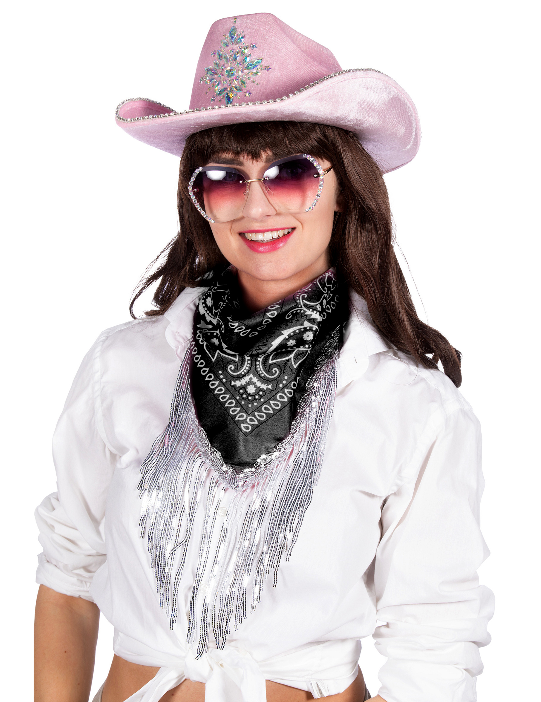 Schwarzes Bandana mit Pailletten + Fransen Erwachsene Schwarzes Bandana mit Pailletten + Fransen Erwachsene von Wilbers Karnaval BV