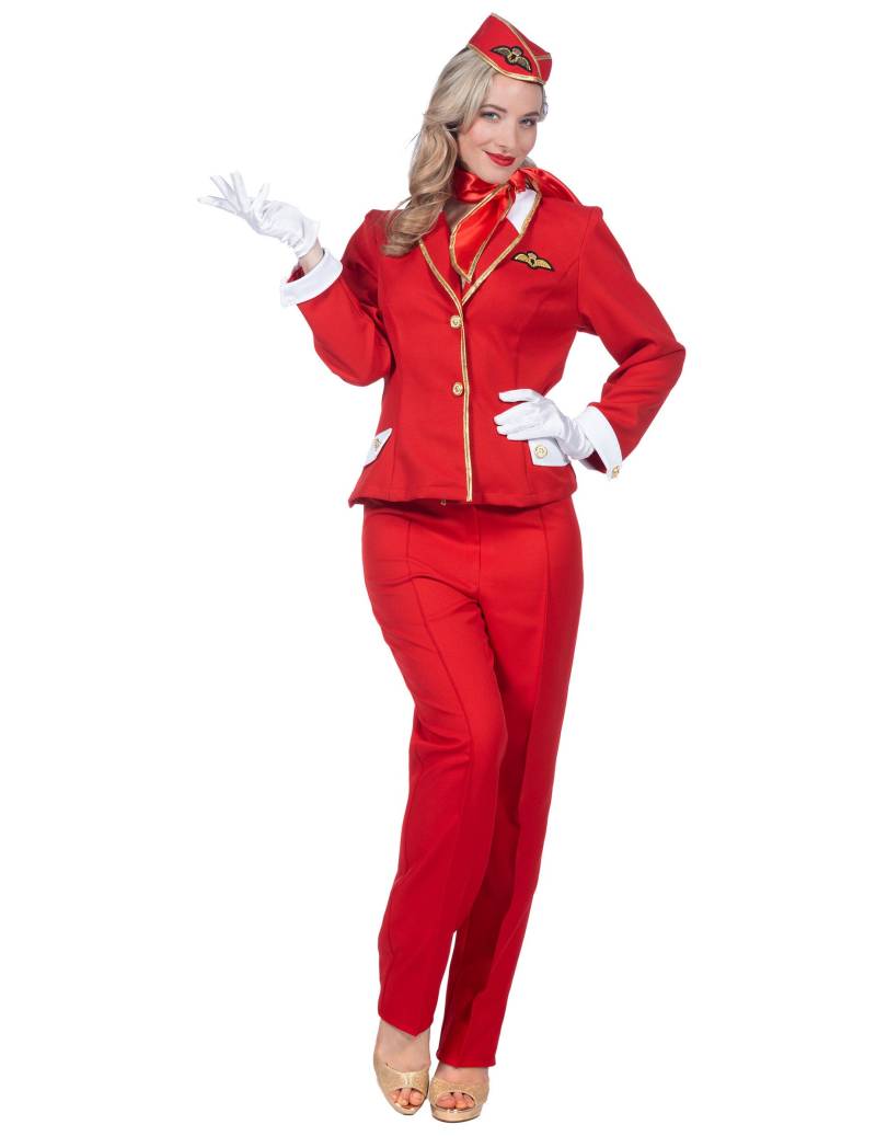 Stewardess Kostüm Deluxe für Damen Rot von Wilbers Karnaval BV