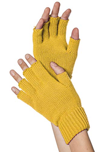 Strick-Handschuhe, fingerlos, Gelb von Wilbers Karnaval