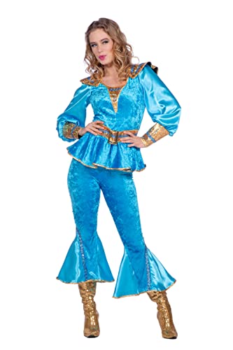 WILBERS & WILBERS - Damen Disco-Outfit - Kostüm - Mama Mia de Luxe - zweiteiliges Karneval Fasching Kostüm - Aquablau - Größe 36 von WILBERS & WILBERS