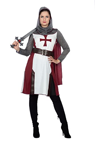 WILBERS & WILBERS 4332 - Ritter Kostüm für Damen, Kleid mit Kapuze, Gürtel, Mittelalter Verkleidung für Karneval, 38 von WILBERS & WILBERS