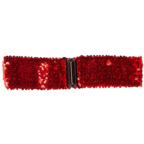 Gürtel Pailletten rot | Breiter Paillettengürtel elastisch | Accessoire für Fasching Mottopartys & Karneval (rot) von Wilbers
