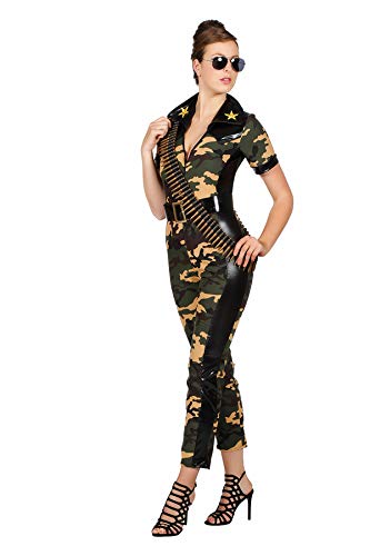 Soldatin Kostüm Damenkostüme Damen Karneval Fasching Overall Gürtel Camouflage von Wilbers
