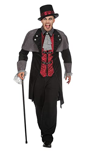 Wilbers Vampirkostüm Vampir Mantel Dracula Herren Kostüm Halloween Herrenkostüm M-XXL Schwarz/Grau 52 (L) von Wilbers