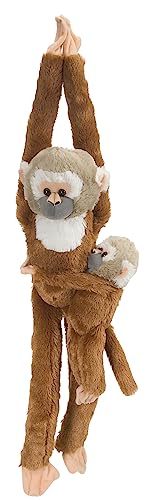 Wild Republic 14480 Republic 15264 - Plüschtier - Hanging Monkey - Totenkopfäffchen, Mama mit Baby, 51 cm, Schwarz und Weiß Wild Republic 14480 Republic 15264 - Plüschtier - Hanging Monkey - Totenkopfäffchen, Mama mit Baby, 51 cm, Schwarz und Weiß von WILD REPUBLIC