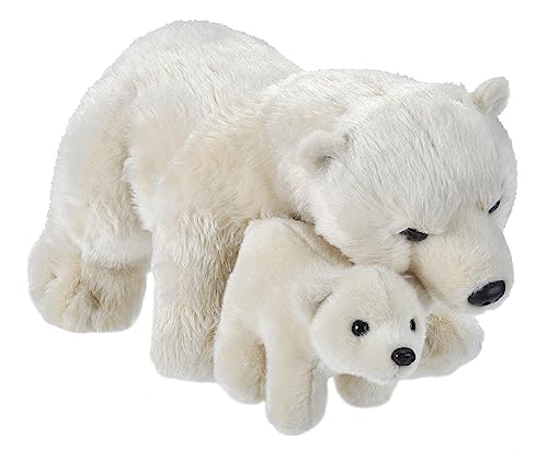 Wild Republic Mom and Baby Eisbär, Großes Kuscheltier, 38 cm, Geschenkidee für Kinder, Kuscheltier mit Baby, Riesen-Stofftier aus recycelten Wasserflaschen von Wild Republic