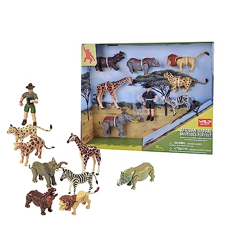 Wild Republic Movable Action Playset Safari, acht Arten lustiger Tier Nachbildungen, Actionfiguren zum Sammeln, Interaktive Geschenke für Kinder, Kuchendeko zum Geburtstag von Wild Republic