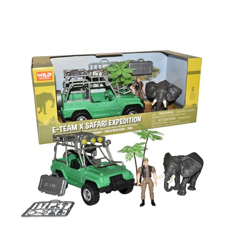 Wild Republic E-Team X Afrika Spielset, Actionfigur, Tier, Fahrzeug, Zubehör, Geschenke für Kinder von Wild Republic