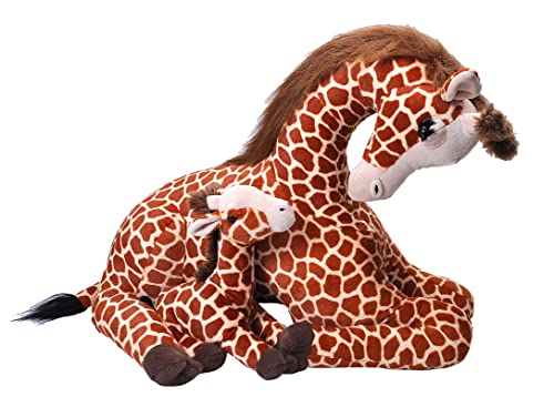 Wild Republic Mom and Baby Jumbo Giraffe, Großes Kuscheltier, 76 cm, Geschenkidee für Kinder, Kuscheltier mit Baby, Riesen-Stofftier aus recycelten Wasserflaschen von Wild Republic