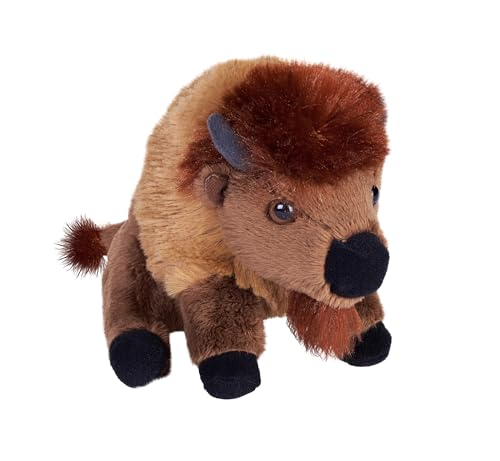 Wild Republic Pocketkins Eco Bison, Plüschtier, 12 cm, Plüschspielzeug, Hergestellt aus recycelten Materialien, Umweltfreundlich von Wild Republic