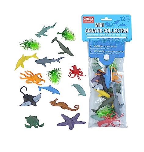 Wild Republic Polybag Mini Wasser, zwölf Tierarten Aus Dem Wasser, Geschenktüte für Kinder, Spielfiguren-Tiere, Toll für die Spielzeug-Sammlung von Wild Republic